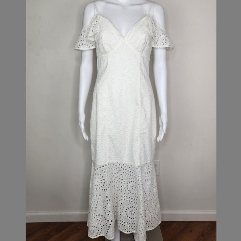 Yumi Kim Off the Shoulder Mermaid Silhouette Eyelet Maxi Dress Small